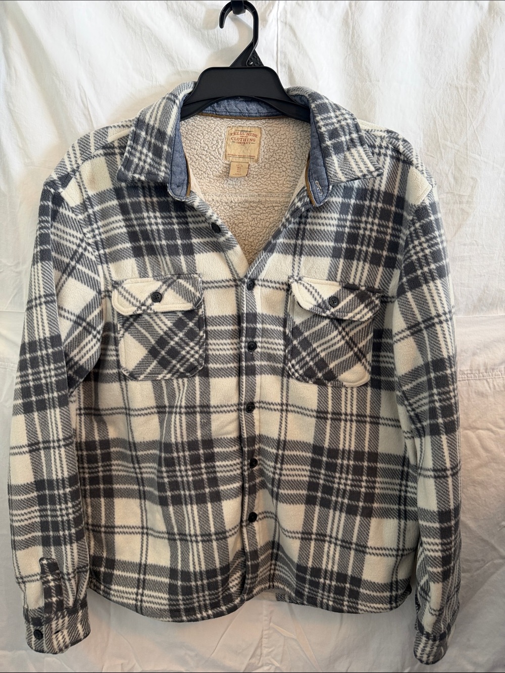 Men's Plaid Sherpa-Lined Shirt Jacket - Black & White